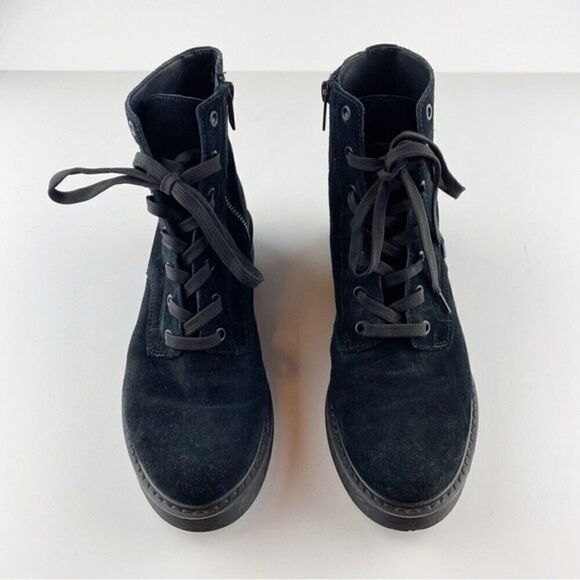 Vince Monastir Platform Lace Up Combat Boots Black Suede Size 7 - Picture 2 of 13